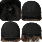 Human Hair Wig Wig Women'S Fashion Gradient Color Oblique Bangs Wig Simulation Natural Lifelike Short Straight Hair High Temperature Synthetic Wig Wig with Bangs Synthetic Wigs