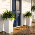 Planters for Outdoor Plants, 20 Inch Tall White Flower Pots 2 Pack, Large Plastic Plant Pots with Drainage Hole and Dual-Purpose Tray, Decorative Indoor Planter for Front Porch Patio Garden