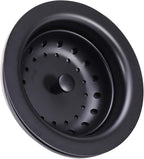 3-1/2 Inch Kitchen Sink Stainless Steel Basket Strainer Water Stopper with Drain Assembly, Black Finish Rustproof and Durable