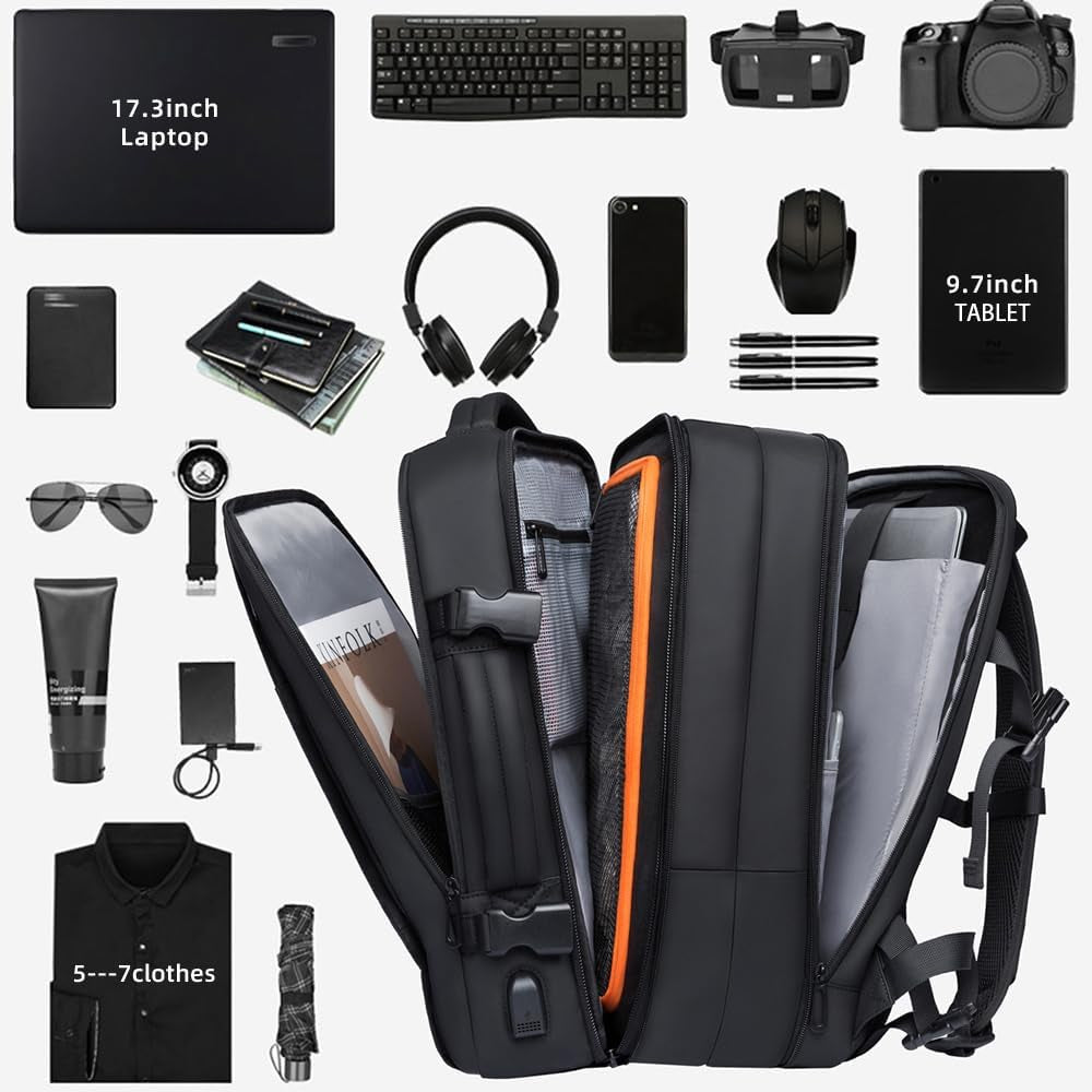 45L Carry on Backpack, Weekender Travel Backpacks, 17.3 Inch Laptop Back Pack Business Expandable Bag for Men and Women
