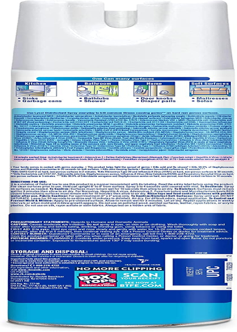 Disinfectant Spray, Sanitizing and Antibacterial Spray, for Disinfecting and Deodorizing, Crisp Linen, 19 Fl. Oz (Pack of 2)