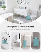 Bathroom Accessories Set,Blue Bathroom Set,9 Pieces Bathroom Accessory Set,Tray,Qtip Holders,Toilet Brush,Trash Can for Bathroom Décor and Home Gifts