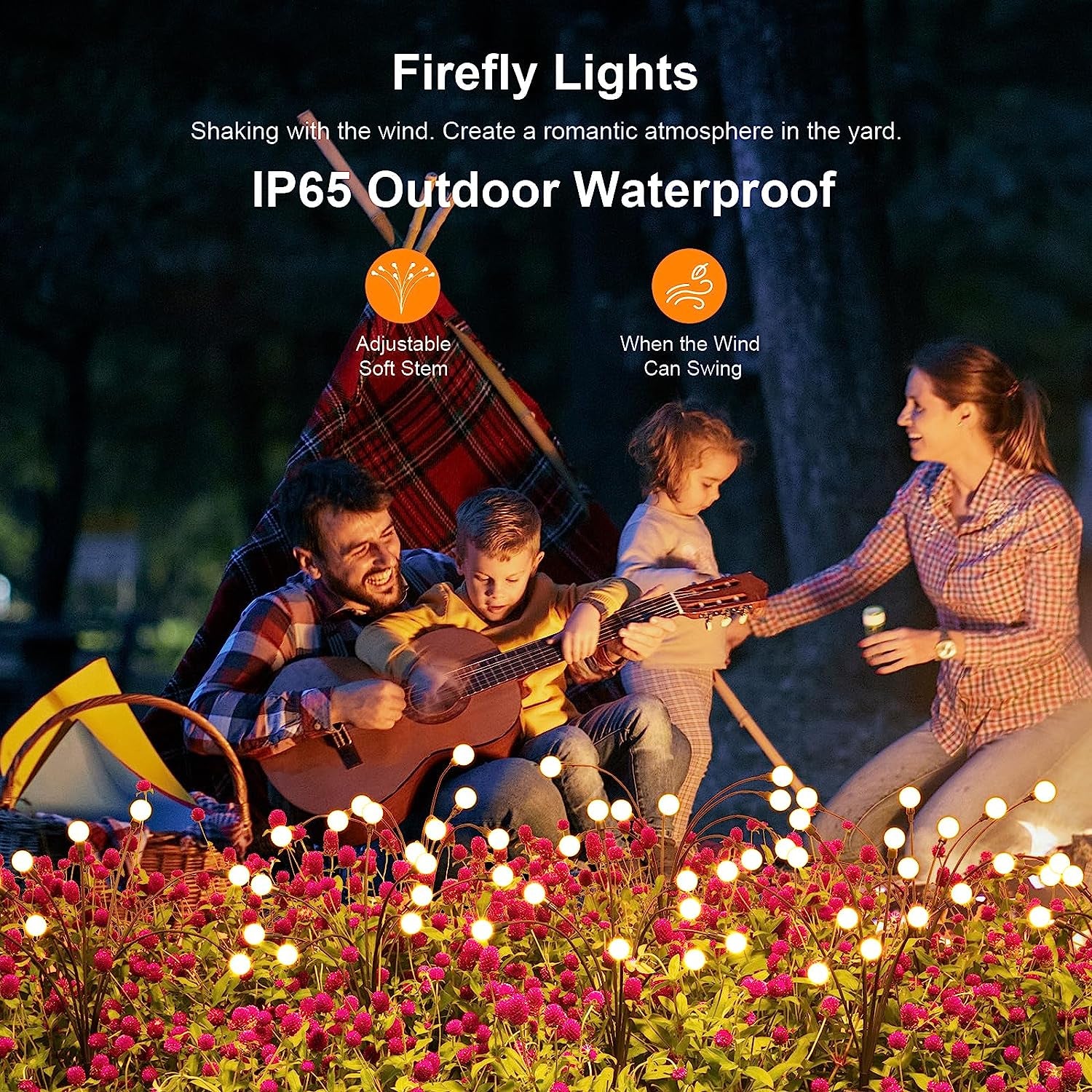 Solar Garden Lights, 6 Pack 48 Leds Solar Outdoor Lights, Firefly Lights for Patio Pathway Outdoor Decor, Big Bulb, Unique Gifts for Women, Gifts for Grandma