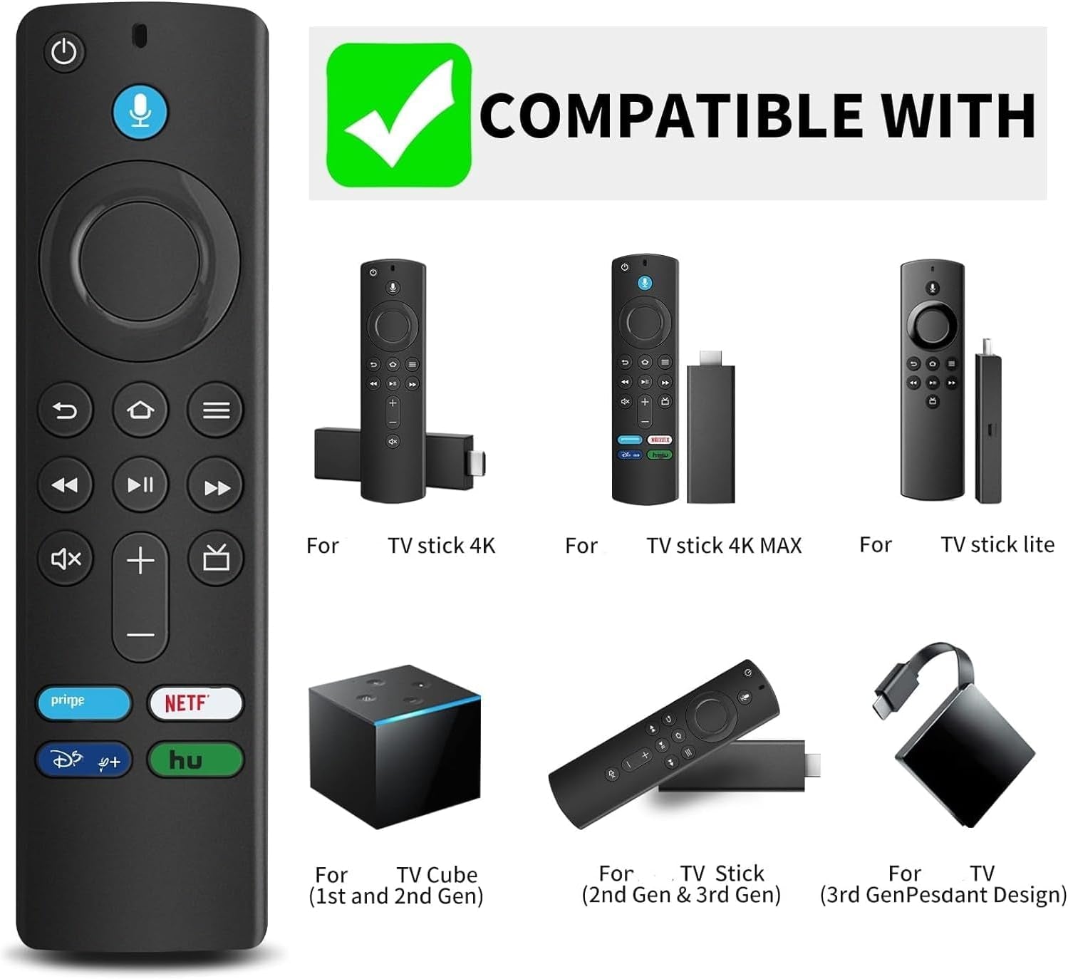 L5B83G Replacement Voice Remote (3Rd Gen) Fit for Firesmart Tvs Stick 4K,For Smart Tvs Stick(2Nd and 3Rd Gen),Smart Tvs Stick Lite,For (1St and 2Nd Gen and Smart Tvs)