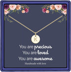 Disc Initial Necklaces for Girls Jewelry - Birthday Gifts for Girls | 14K Gold Plated/14K Rose Gold Plated/S925 Sterling Silver Disc Initial Necklaces for Girls, Jewelry for Kids Birthday Gifts