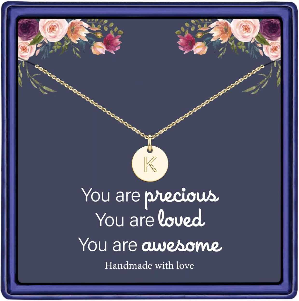 Disc Initial Necklaces for Girls Jewelry - Birthday Gifts for Girls | 14K Gold Plated/14K Rose Gold Plated/S925 Sterling Silver Disc Initial Necklaces for Girls, Jewelry for Kids Birthday Gifts