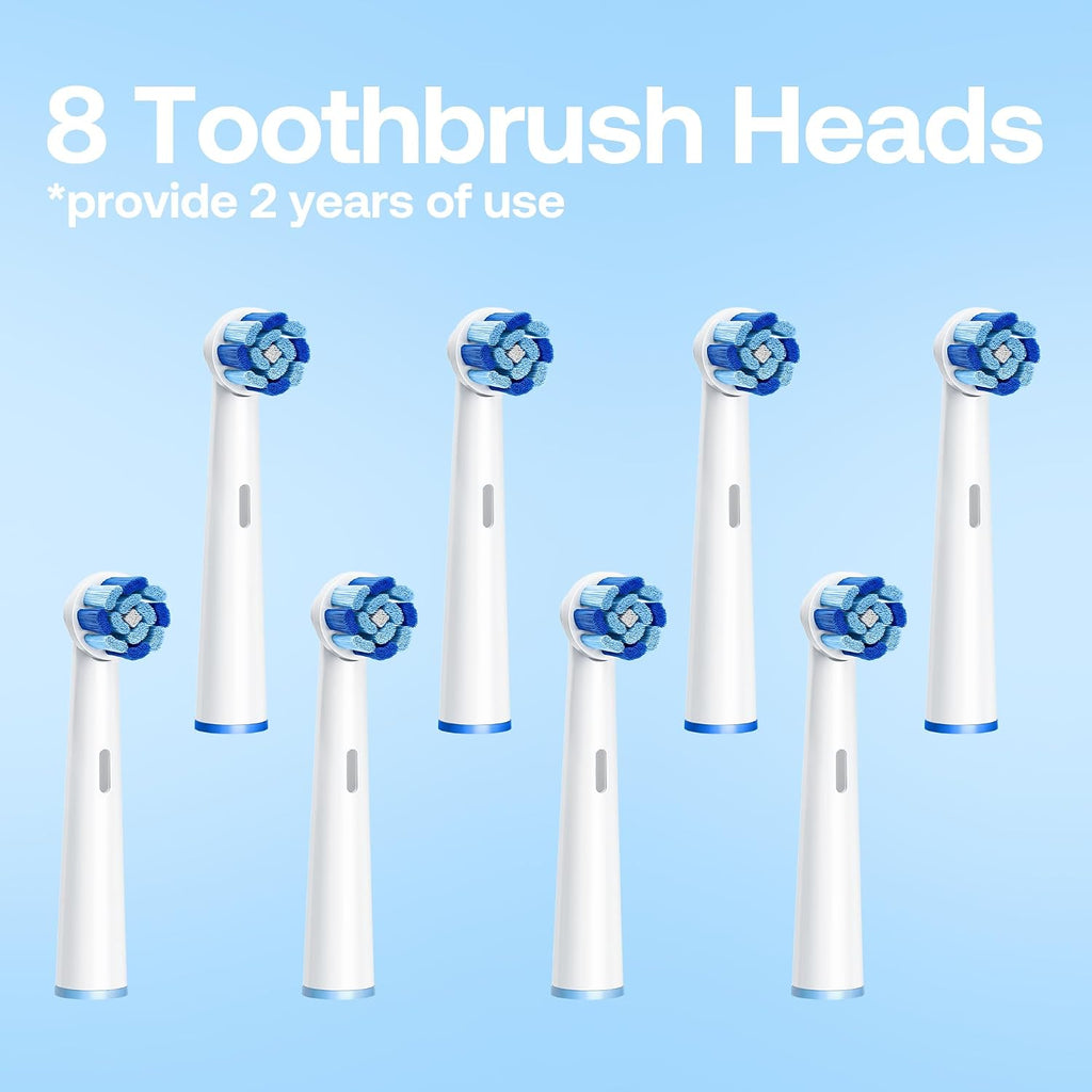 R2 Rotating Electric Toothbrush for Adults with 8 Brush Heads, 5 Modes Rechargeable Power Toothbrush with Pressure Sensor, Pink