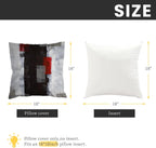 18X18 Throw Pillow Covers Set of 4 | Red and Black Abstract Art Painting Pillowcase, Soft Decor Cushion Cases for Sofa Bedroom Living Room Home Decor
