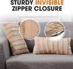 Faux Fur Throw Pillows - Decorative Pillows for Couch, Bed Throw Pillows, Sand Accent Pillows for Bedroom or Living Room Aesthetic, Set of 2 Furry Throw Pillows, 12" X 20"