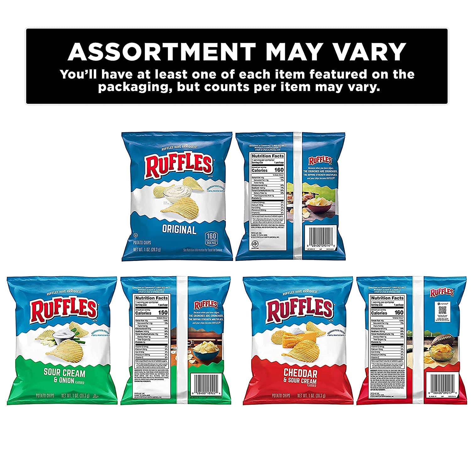 Potato Chips, Variety Pack, 1 Ounce (Pack of 40)