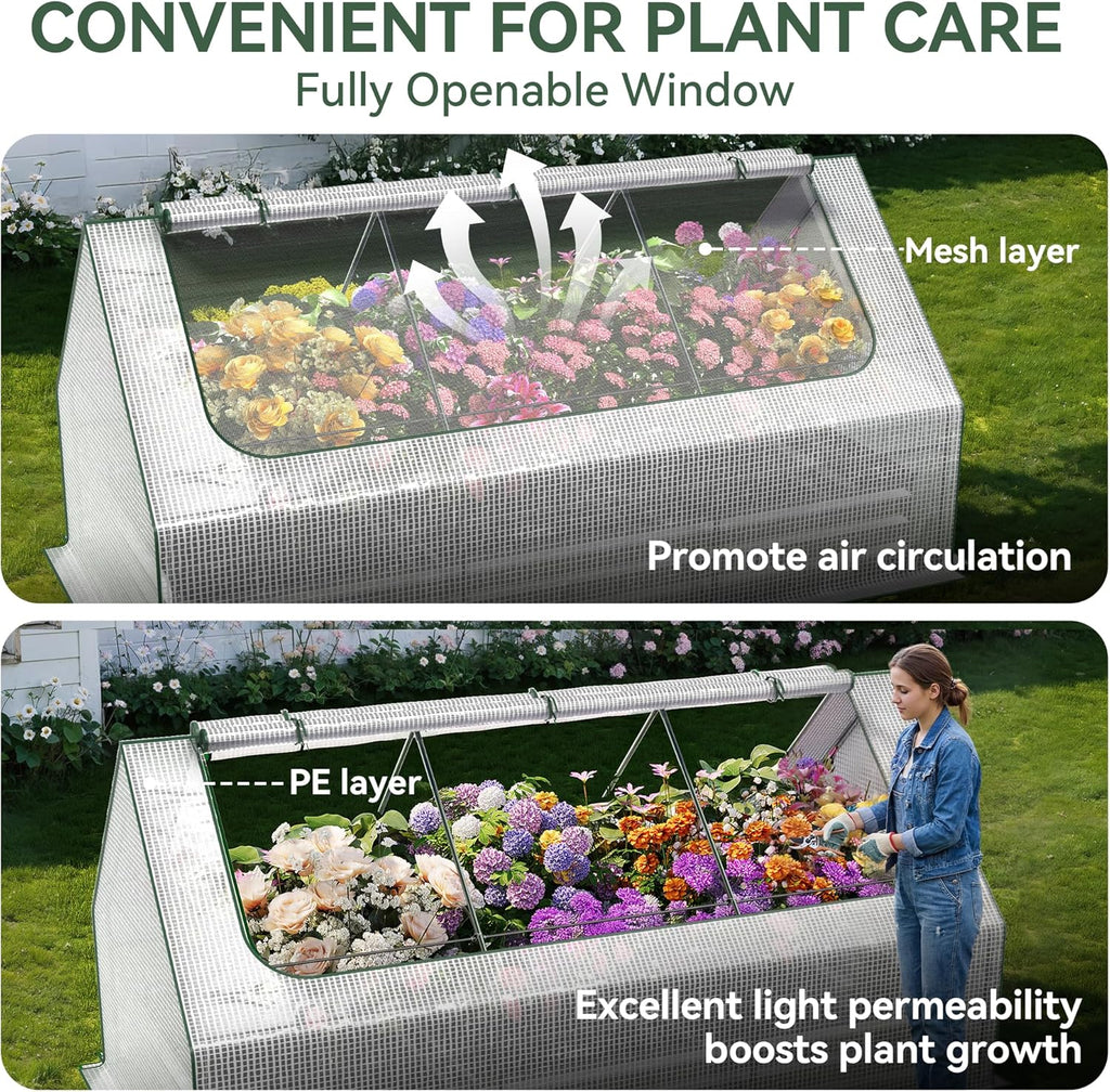 Raised Garden Bed with Self-Watering System, 8X4X1 Ft Elevated Planter Boxes Outdoor with PE Cover, Galvanized Raised Beds for Gardening,Vegetables,Flowers, Backyard, Patio