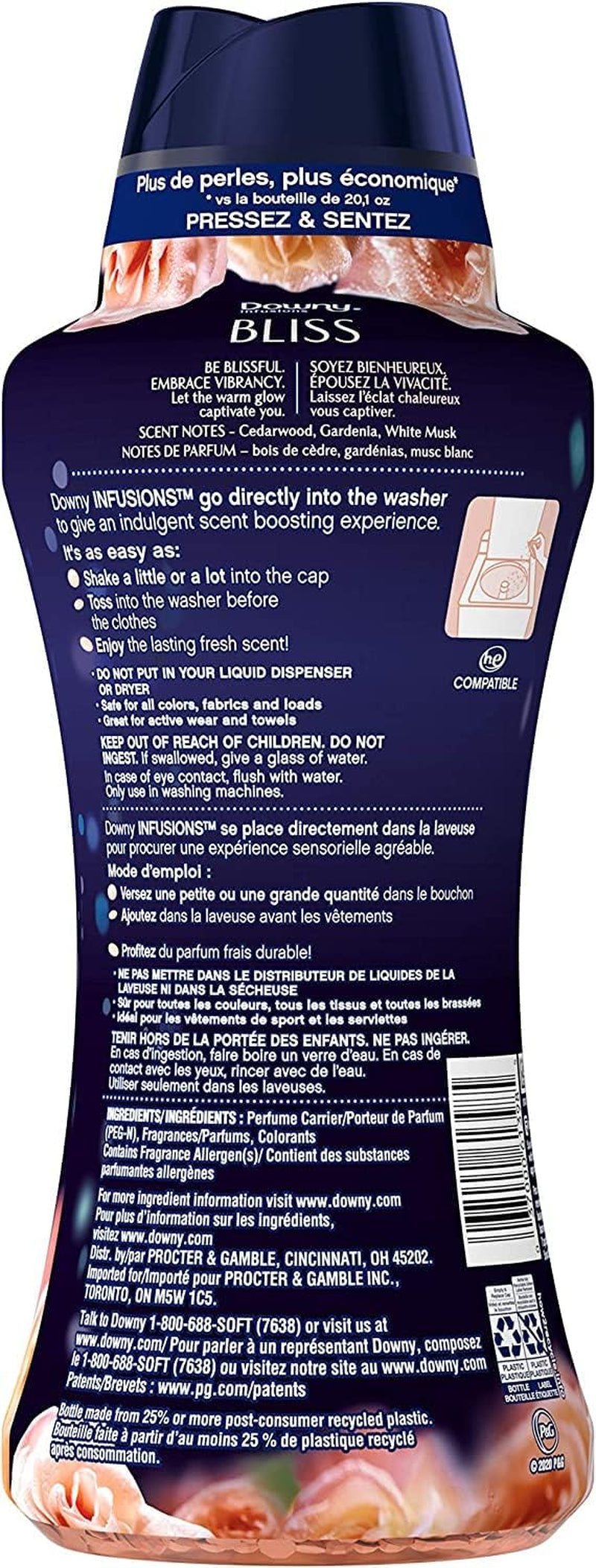 Infusions Laundry Scent Booster Beads for Washer, Bliss, Sparkling Amber & Rose, 26.5 Oz