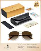 Polarized Sunglasses for Women UV400 Protection CA3216 | Handcrafted Acetate, Nickel-Free Metal Frame, Elegant Design, Shatterproof Lenses, Includes Leather Case, for Driving, Daily