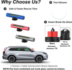 Upgraded 2026 Safe Hammer Glass Breaker Flashlight Car Parking Card, Seatbelt Cutter Window Breaker Emergency Escape Tool Glass Breaker Emergency Seat Belt Cutter (3 Pack (Blue, Red & Gray))