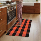 Halloween Buffalo Plaid Outdoor Rug, Fall Decor Front Porch Rug | 2'4" X 3'7" Black and Orange Washable Thanksgiving Layered Door Mat, Cotton Woven Fall Entryway Rugs for Kitchen Patio