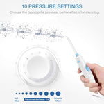 Water Flossing Oral Irrigator, 600ML Dental Cleaner 10 Adjustable Pressure, Electric Oral Flosser for Teeth/Braces, 8 Water Jet Tips for Family (White)