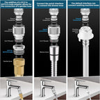 Sink Faucet Quick Connector - Faucet to Hose Adapter for Kitchen/Bathroom Connect Shower Hose, Garden Hose, Portable Washing Machine, Pet Bathing Durable Chrome Finish (Faucet Adapter)