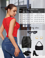 Lace Bodysuits for Women Sexy V Neck Sheer Bodysuit Tops Snap Crotch One Piece Teddy