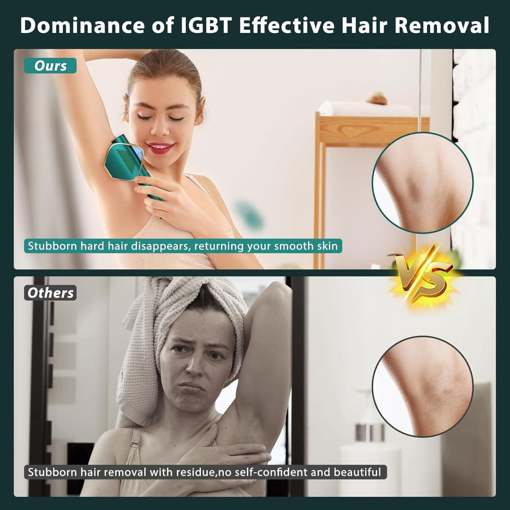 IPL Laser Hair Removal for Women and Men, Long-Lasting Results,999,999 Flashes Painless Hair Removal, 3-In-1 Permanent Hair Removal Device for Face Body Bikini Line Beauty Care