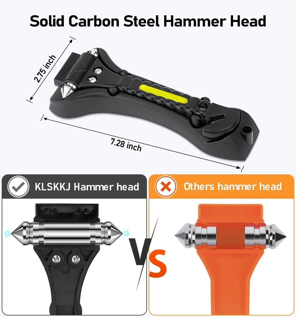 Car Safety Hammer 4 Pack, Car Window Glass Breaker and Seat Belt Cutter Auto Emergency Escape Tool with Light Reflective Tape for Family Rescue, Life Saving Survival Kit