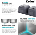 KRAUS Premier 32-Inch Undermount 50/50 Double Bowl 18-Gauge Stainless Steel Kitchen Sink with Strainers (X2), KBU22