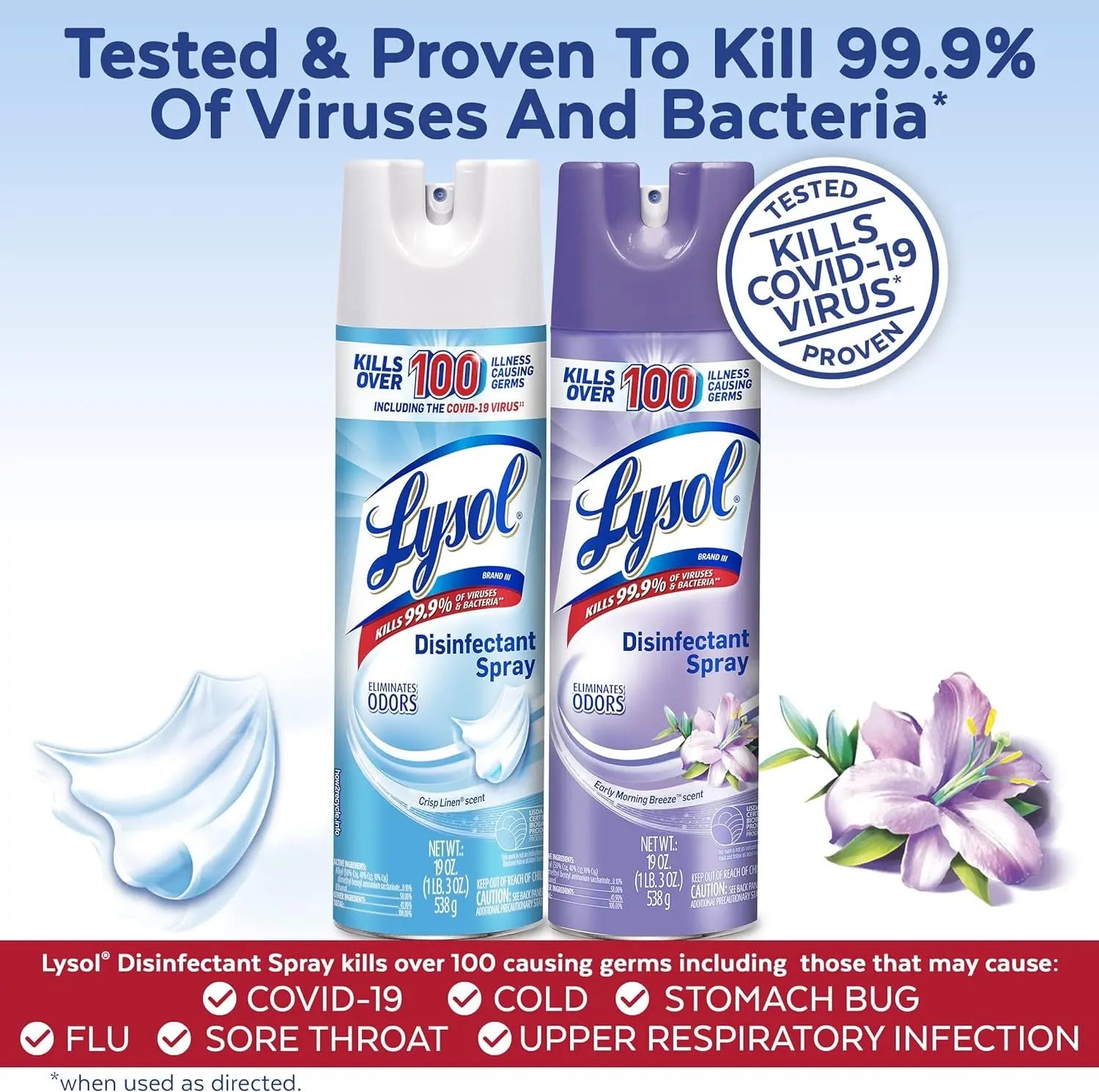 2X19Oz Crisp Linen + 2X19Oz Early Morning Breeze Disinfectant Spray Bundle