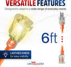 6Ft Outdoor/Indoor Extension Cord 16/3 Gauge Heavy Duty 3 Prong SJTW, Waterproof, Flexible Cold-Resistant Long Power Cord,13A 125V 1625W, Orange by