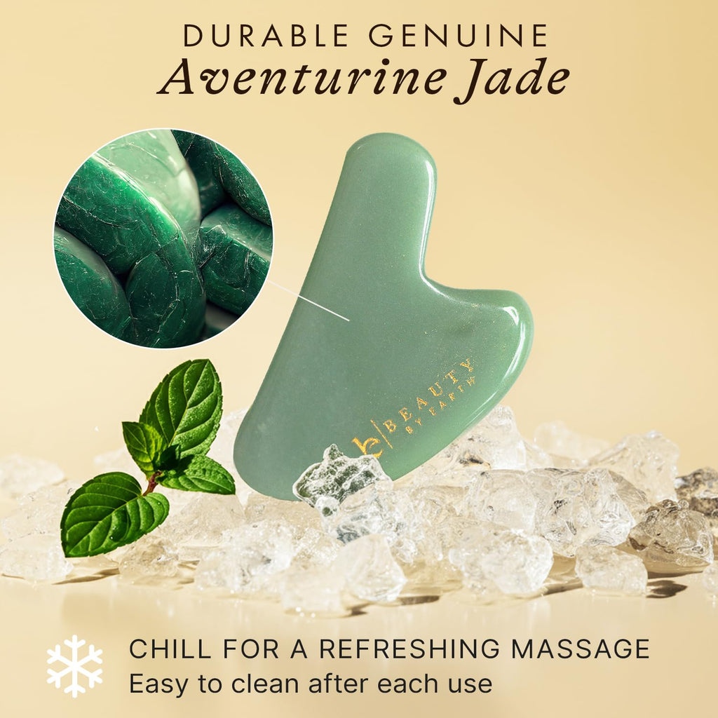 Jade Gua Sha Facial Tools - Face Sculpting & Massager Tool for Lymphatic Drainage & Jawline Sculpting, Guasha Tool for Face, Eye Depuffer Skin Care Tools