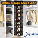 9 Tier Rotating Shoe Rack Tower, Spinning Shoe Display Lazy Susan, Revolving 360 Shoe Rack Storage round Carousel, Vertical Handbag Rotate Shoes Closet Organization (9-Tier Black)