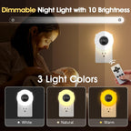 【2 Pack】 Bathroom Clock,10 Levels Dimmable+3 Light Colors+Remote Shower Clock+Bathroom Shower Timer, 90 Lumen Shower Lights, Aora Night Light, Small Clock Plug in Timer, Dimmable Night Light