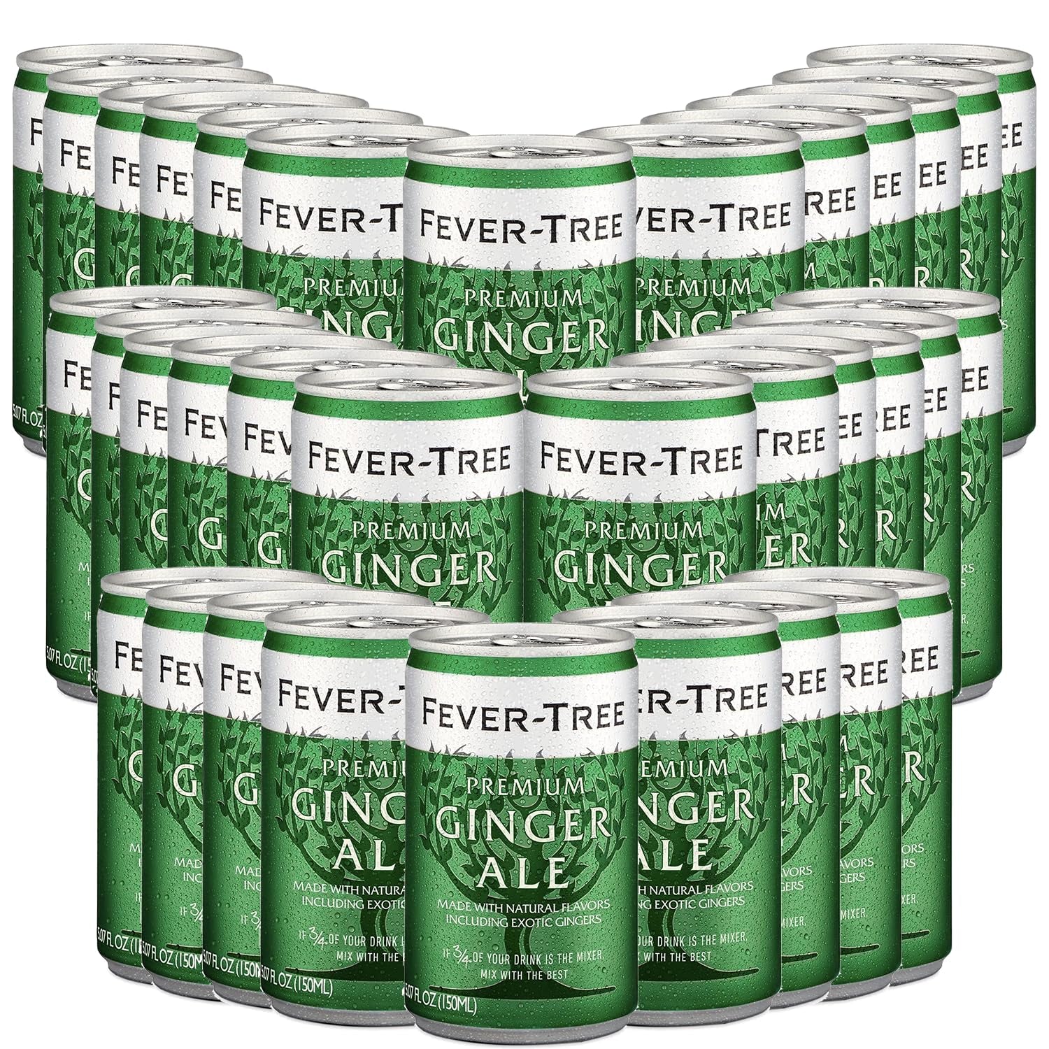 Fever Tree Premium Ginger Ale - Premium Quality Mixer and Soda - Refreshing Beverage for Cocktails & Mocktails 150Ml Bottle - Pack of 30