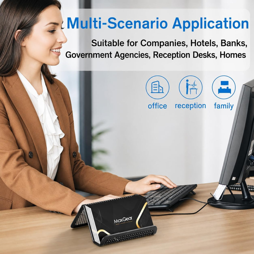 Mesh Business Card Holder 2 Pack | Black Metal Business Card Display Stand, Holds 50 Cards, Sturdy Display for Office, Reception Desk, Front Counter