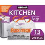 Flex-Tech Kitchen Trash Bags, 13 Gallon, 200 Ct