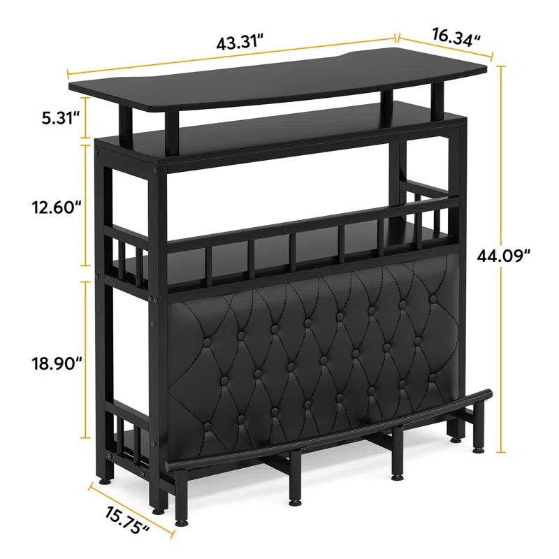 Home Bar Unit with Storage Shelves Bar Cabinet