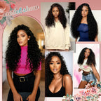 Deep Wave Half Wig Human Hair 24Inch Wear and Go Glueless Curly Wig 200% Density 3 in 1 Seamless Flip over Drawstring No Headband Wig for Black Women Beginner Friendly Natural Color