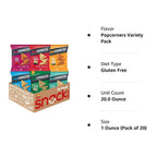 Popped Corn Snacks, Sampler Pack Gluten Free, 1 Ounce (Pack of 20)