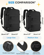 Large Black Travel Backpack for Women Men Airline Approved Carry on Backpack Flight Approved Waterproof Sports Luggage Backpacks Casual Daypack Small Hiking Backpacks