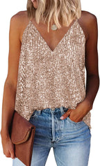 Womens Tanks Tops Summer Sparkle Sequin Tops V Neck Tank Top Shirts | Womens Tanks Tops plus Size Sparkle Sequin Tops Straps V Neck Cami Shirts Sequin Sleevelss Blouses Tops Party Orange XXL