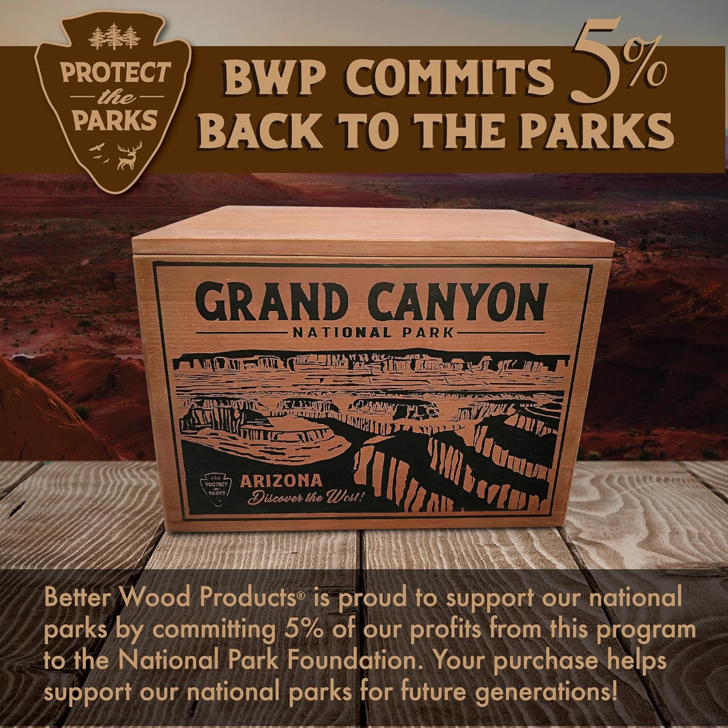 Limited Edition Protect the Parks Series All Natural Fatwood Fire Starter Sticks, 13 Pound Wooden Crate, Grand Canyon