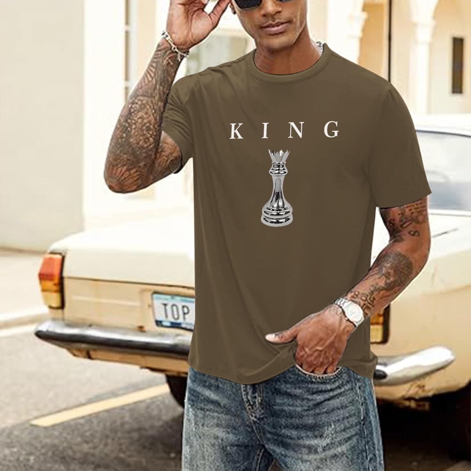 Men'S King Chess Shirt Graphic Tees Designer Printed T Shirts for Men Urban Letter T-Shirt Streetwear