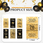 180 Pcs 70Th Birthday Stickers Black and Gold Cheers to 70 Years Candy Bar Wrappers Happy 70Th Birthday Party Favor Labels for Adults Anniversary Party Candy Chocolate Supplies