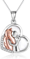 Horse Pendant Necklace Jewelry 925 Sterling Silver Women Embrace Horse Gift for Women