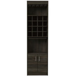 Kava 71" Tall Bar Cabinet with 16 Cubbies, Shelf, Concealable Tray and Double Door