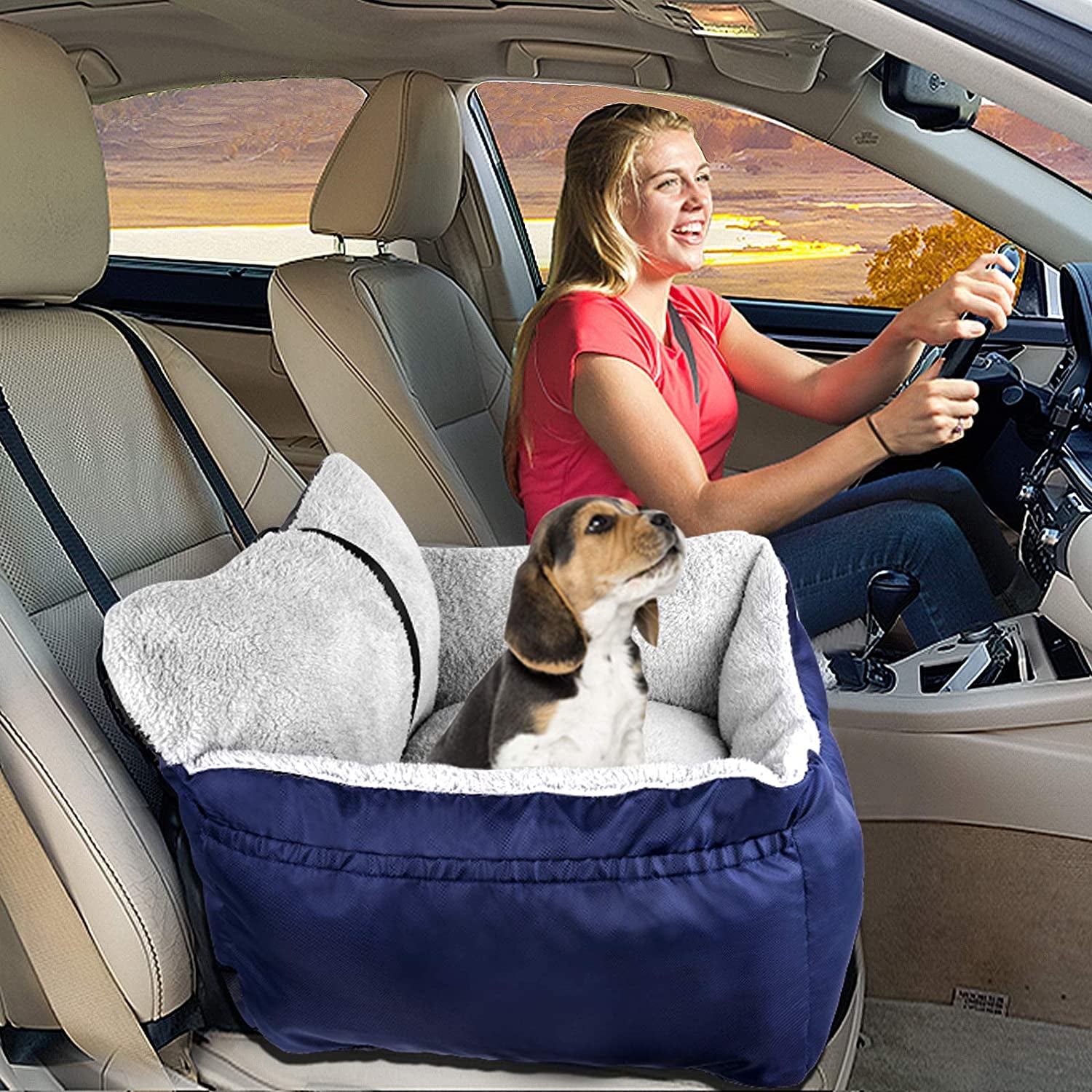 Dog Car Seat for Small Dogs & Cats under 25 Lbs, Blue