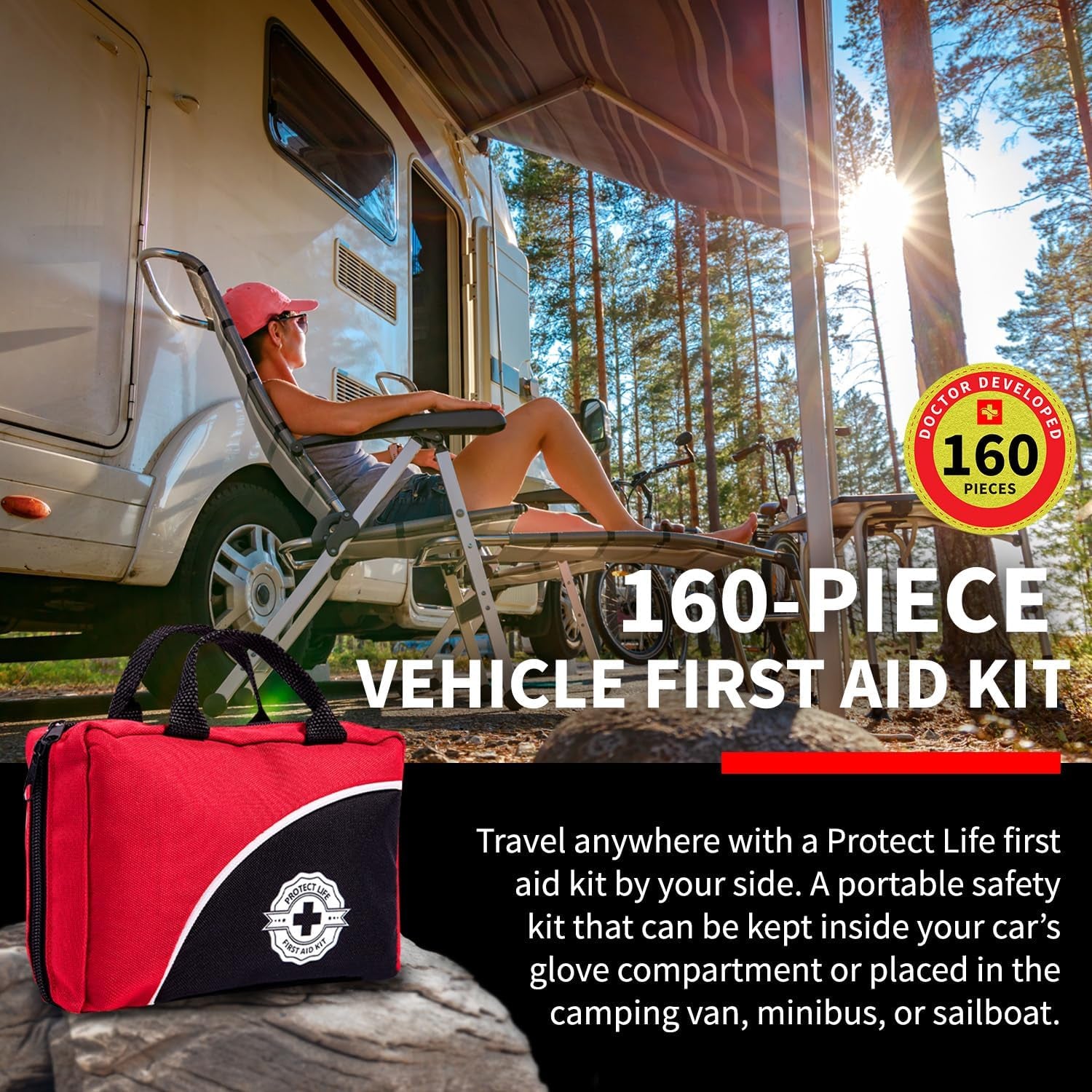 Survival First Aid Kit for Home/Business, Camping Kits 160Pcs | Mini Travel First Aid Kit | Camping Equipment | Small Kits for Car | Outdoor Emergency Survivals Pack - 160Pcs