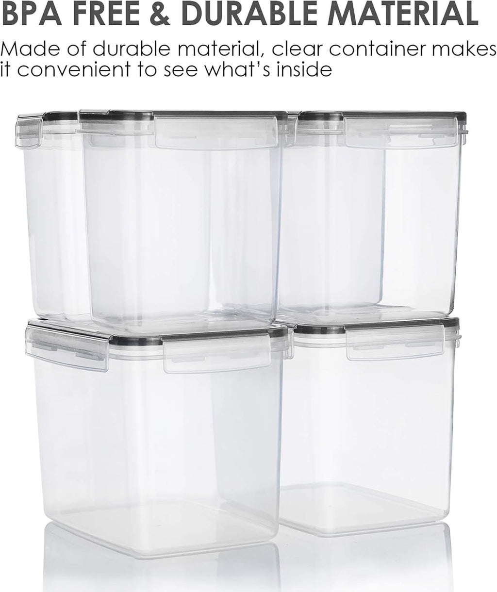 Airtight Food Storage Containers 6 Pieces - Plastic BPA Free Kitchen Pantry Storage Containers for Sugar,Flour and Baking Supplies - Dishwasher Safe - Include 24 Labels, Black | Airtight Bpa-Free Containers Keep Baking Supplies Fresh. Dishwasher Safe Set