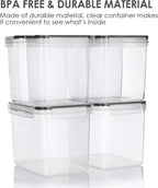 Airtight Food Storage Containers 6 Pieces - Plastic BPA Free Kitchen Pantry Storage Containers for Sugar,Flour and Baking Supplies - Dishwasher Safe - Include 24 Labels, Black | Airtight Bpa-Free Containers Keep Baking Supplies Fresh. Dishwasher Safe Set