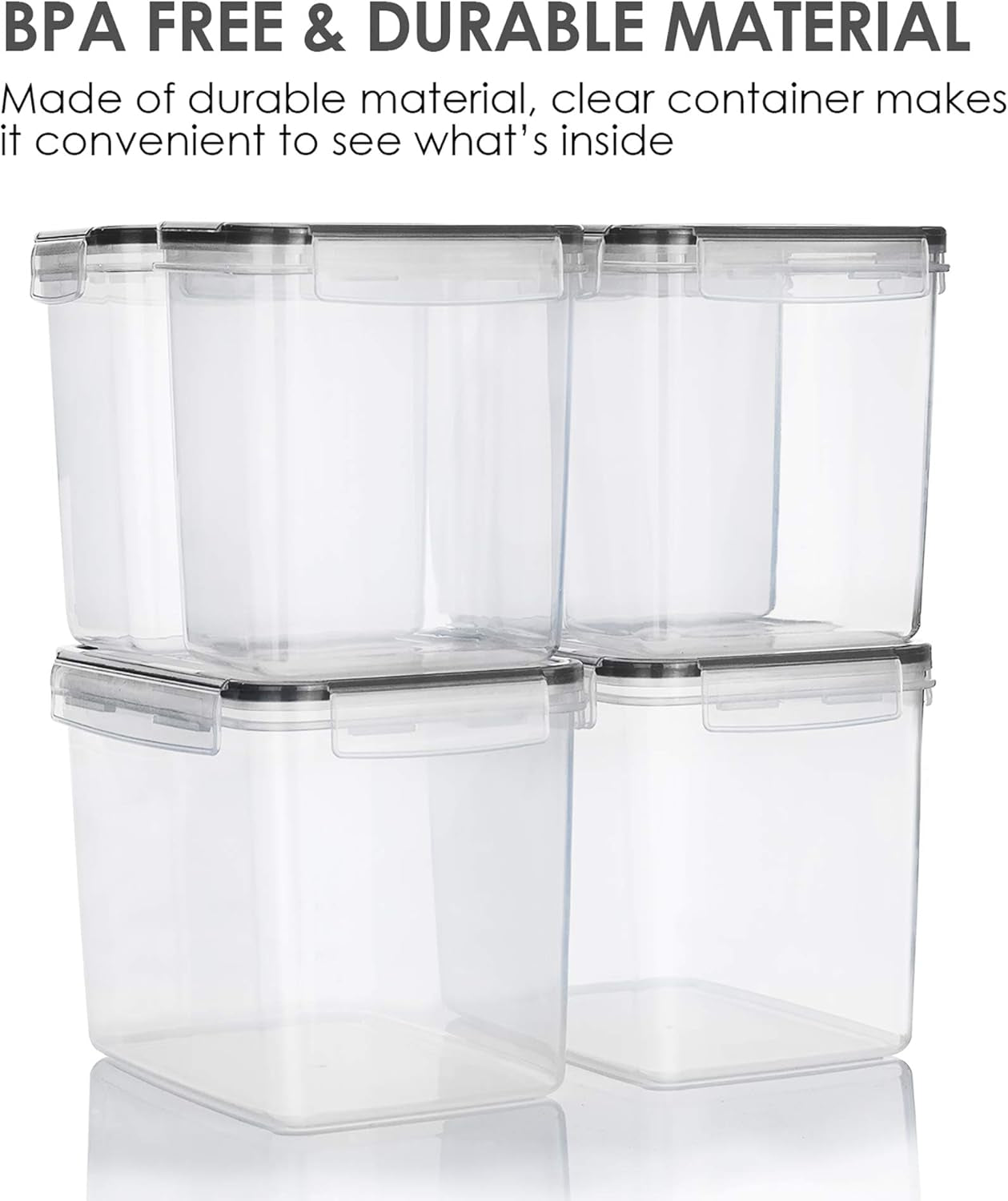Airtight Food Storage Containers 6 Pieces - Plastic BPA Free Kitchen Pantry Storage Containers for Sugar,Flour and Baking Supplies - Dishwasher Safe - Include 24 Labels, Black | Airtight Bpa-Free Containers Keep Baking Supplies Fresh. Dishwasher Safe Set