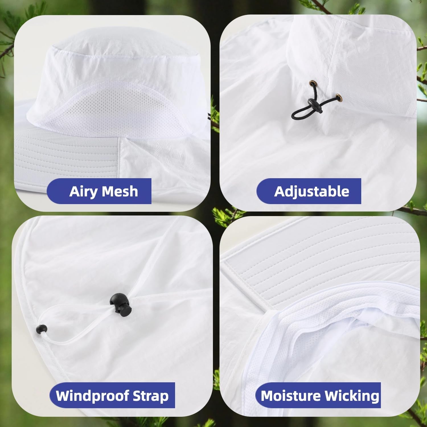 Outdoor UPF50+ Sun Hat Wide Brim Mesh Fishing Hat with Neck Flap