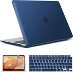 Compatible with New Macbook Air 13 Inch Case 2022 2021 2020 M1 A2337 A2179 A1932, Hard Shell Case&Keyboard Cover&Screen Film for Mac Air 13 with Touch ID (2018-2022), Navy Blue, AT13NVBL+2